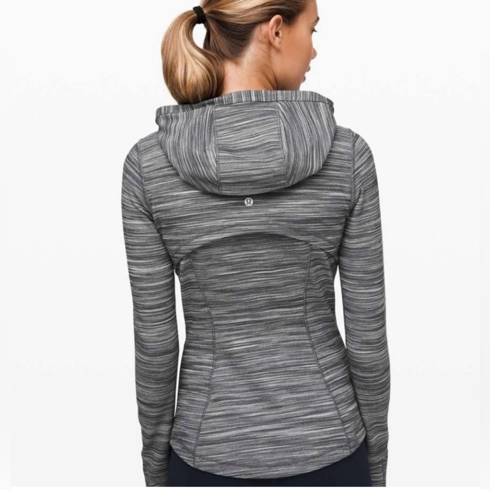 Lululemon Hooded Define Jacket Nulu Heathered Black / White / Black Size 4